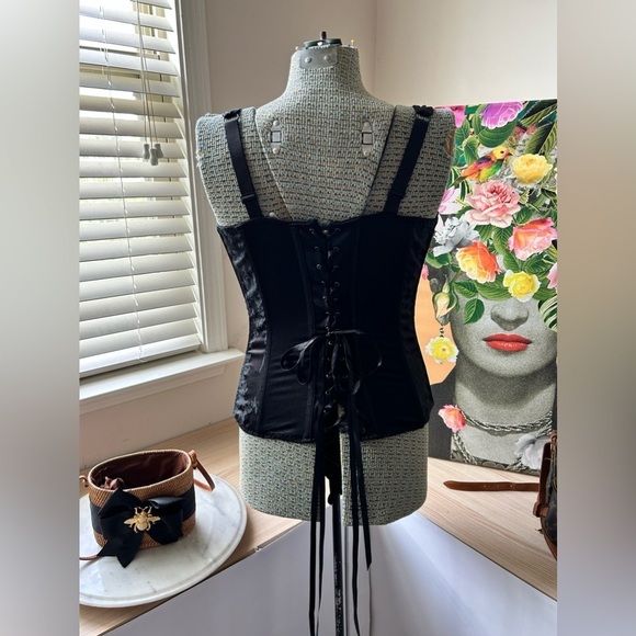 TORRID CORSET/BUSTIER BLK JACQUARD PANELS LACE UP BACK. SEXY, SHAPEWEAR, SZ 40 - Picture 4 of 5